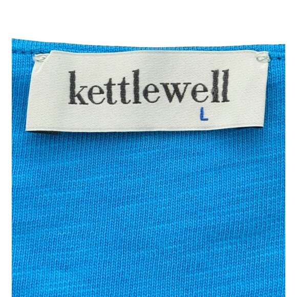 Kettlewell Womens Shift Dress Short Sleeve Jersey Aqua Blue Cotton Size L - Picture 4 of 8